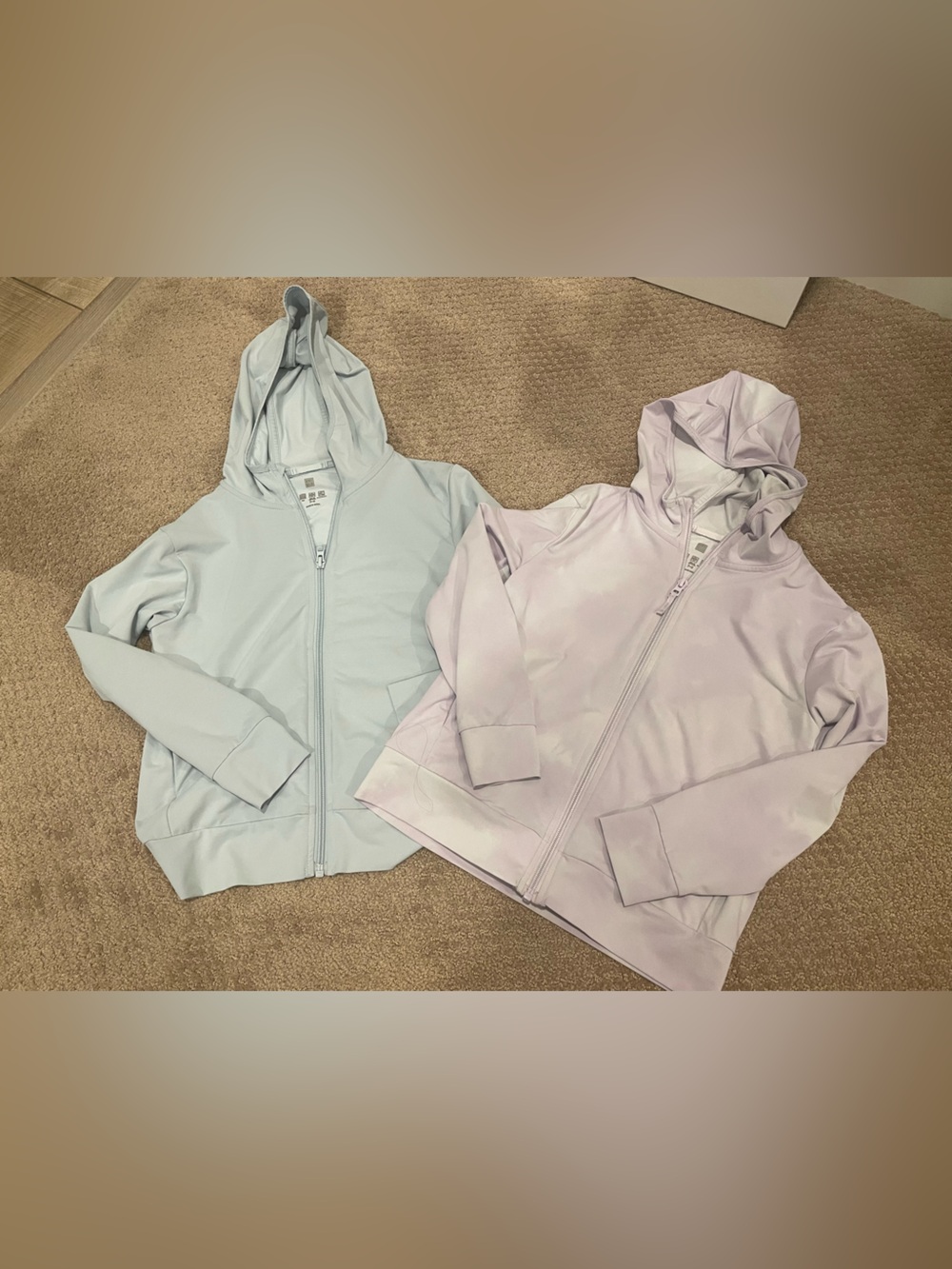 Uniqlo Girl’s Lightweight Zip Hoodie Jacket - Pastel Blue & Lavender, size 7-8